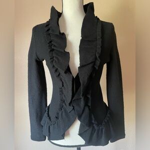 WHBM 100% Wool fitted Ruffle front hook closure Cardigan XS/2/4